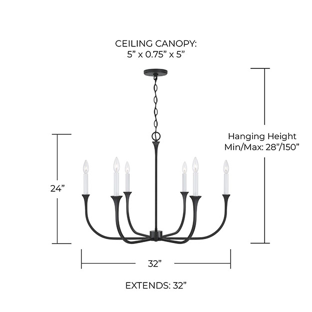 Decklan Medium Chandelier | Capital Lighting Fixture Company