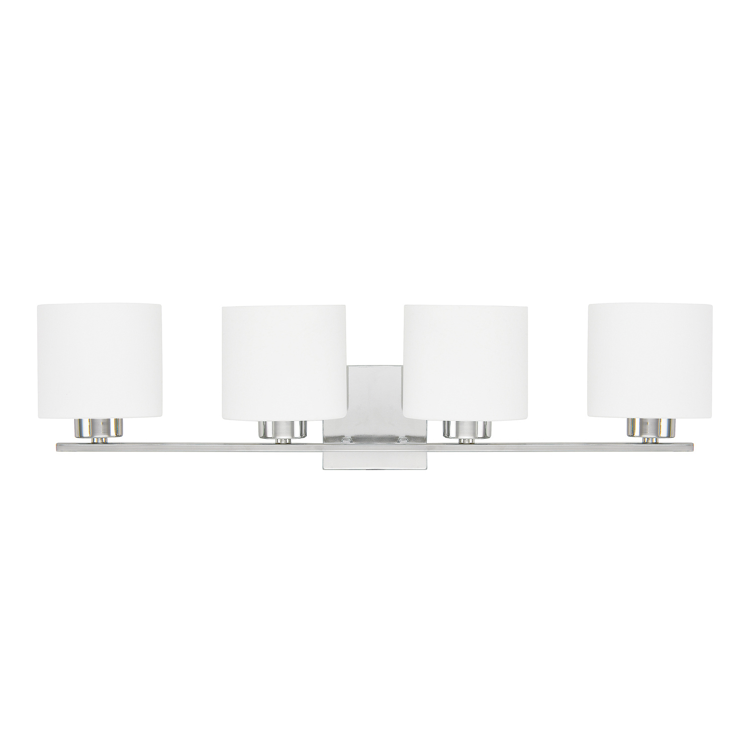 32" W x 8" H x 7" E 4-Light Soft White Glass Vanity in Chrome
